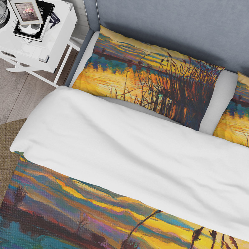 Yellow/Dark Brown Microfiber Duvet Cover Set, Twin Duvet Cover + 1 Standard Sham