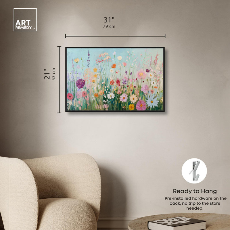 Art Remedy Playful Flower Art Canvas, Lush and Lovely I, 21" H x 31" W, Black Floater Framed