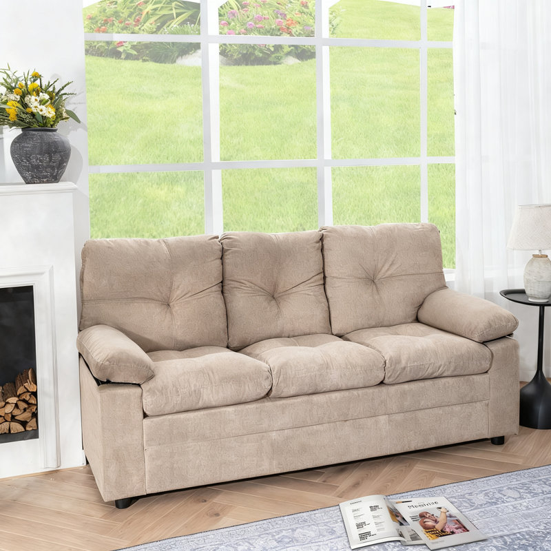 Canapé 75,59 "en chenille moderne - Canapé rembourré pour un salon confortable, Chameau clair