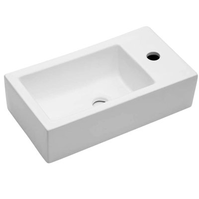 18X10 Inch Bathroom Sink - Wall Mounted Ceramic, White, Smooth Surface, Piece Mount Ceramic Bath Inch, Stain-, Practical Fixture