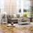HOMCOM Farmhouse Style Coffee Table with Tempered Glass Top and Storage Shelf for Living Room-123068480-123068542