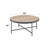Industrial Round Coffee Table, Wooden Top with Metal Trim and X-Crossbar Metal Leg Support for Living Room