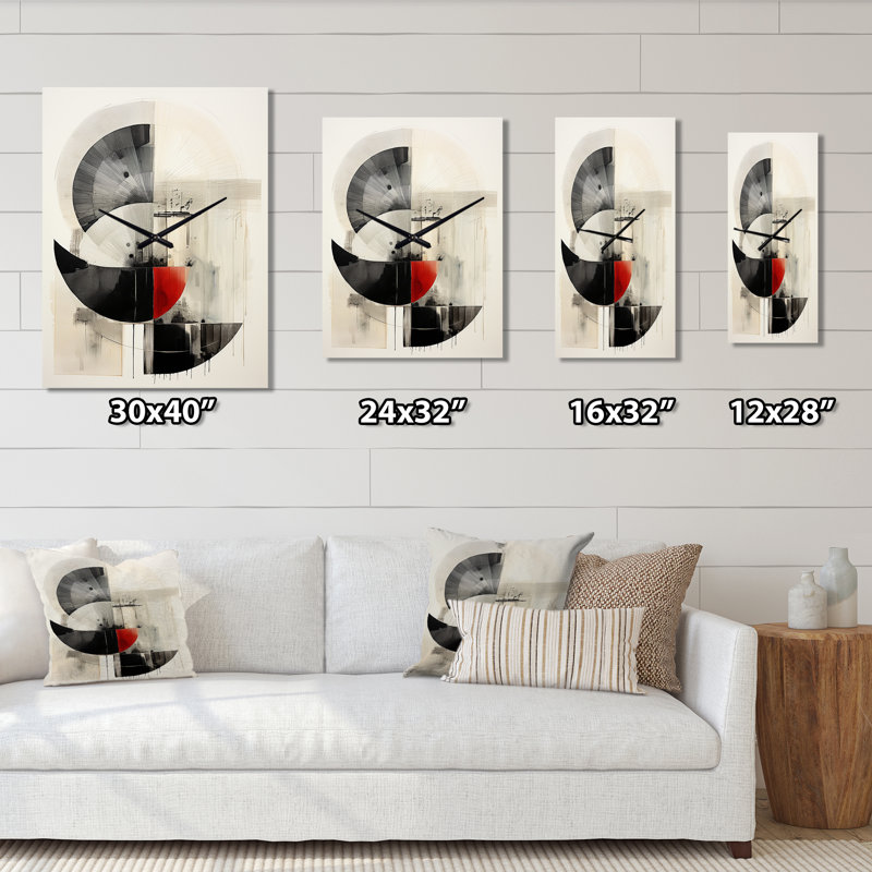 Asian Art Seashell Sumi VIII - Asian Wall Clock Oversized, 32" H x 16" W x 1" D