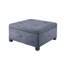 Rangement polyvalent en bleu - Pieds en bois massif, carré capitonné pour les objets et contreplaqué, café foncé-1483927995