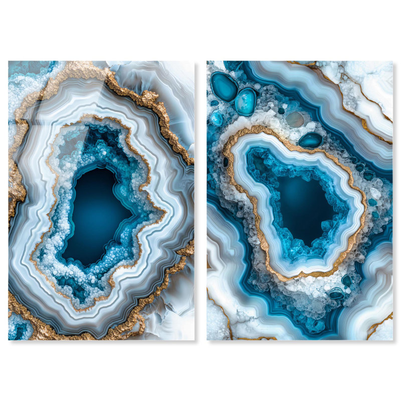 Ensemble d'art mural en acrylique Godeed Geode Eye par Art Remedy, prêt à être accroché, H 15 po x l 10 po