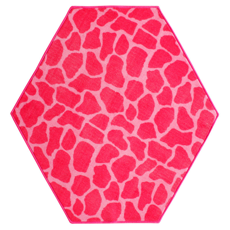 Tapis rouge à imprimé animal, Hexagone 8 pi