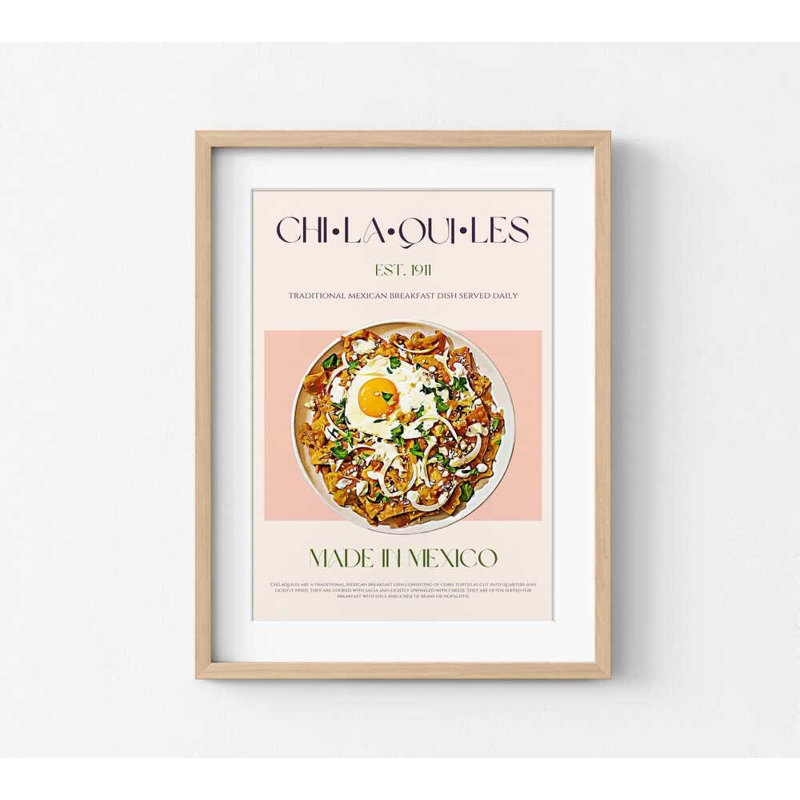 Chilaquiles traditionnels | Authentique déjeuner mexicain avec garniture aux œufs frits, H 24 po x l 32 po, Tanné