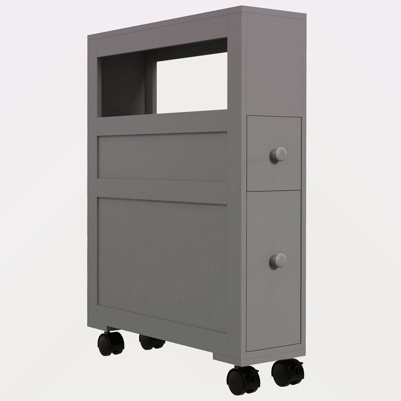 Armoire de rangement roulante étroite en bois 6,25 po x 20,5 po x 28,25 po, Gris