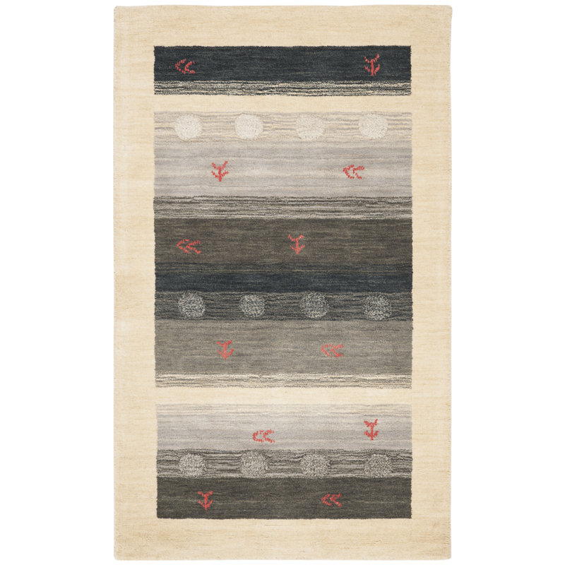 Labbe Hand Loomed Wool Striped Rug, Rectangle 3' x 5'