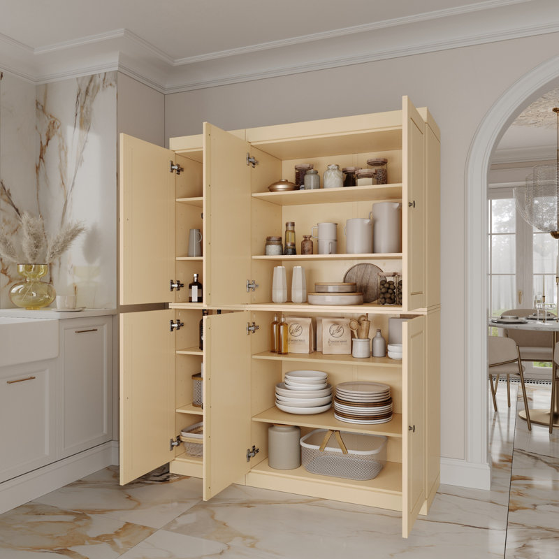 Grande armoire de cuisine Nicu 100% bois massif avec portes, tablettes réglables, armoire de rangement modulaire, l 48,5 po x H 71,5 po