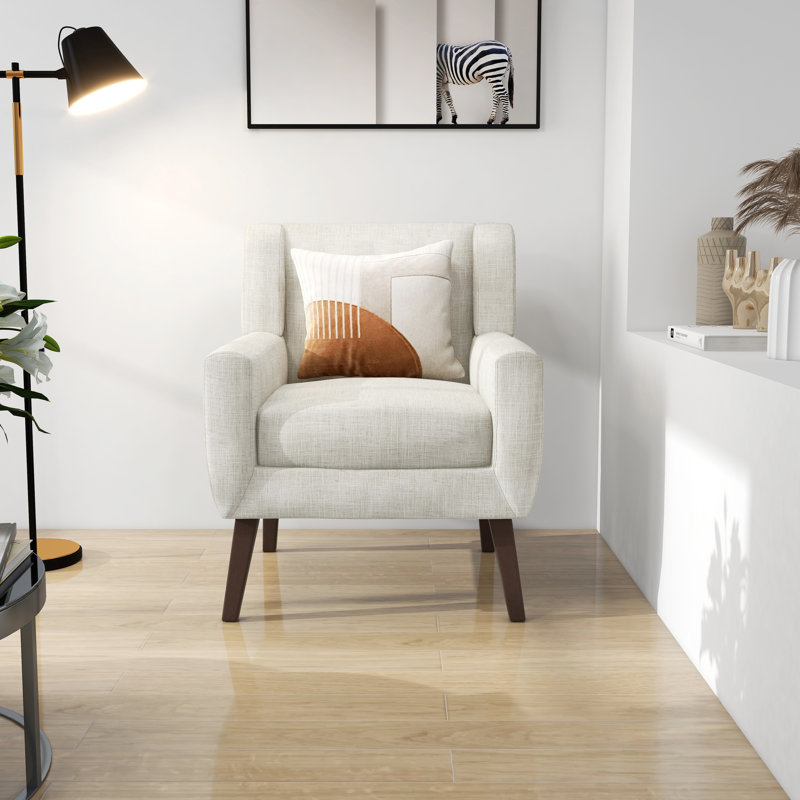 Jaqueze 73.4 Cm Wide Tufted Armchair, Beige Linen Blend