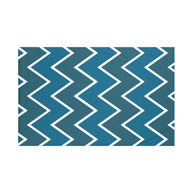 Jeté à imprimé chevrons à l'intérieur, L 60 po x l 50 po, Bleu sarcelle