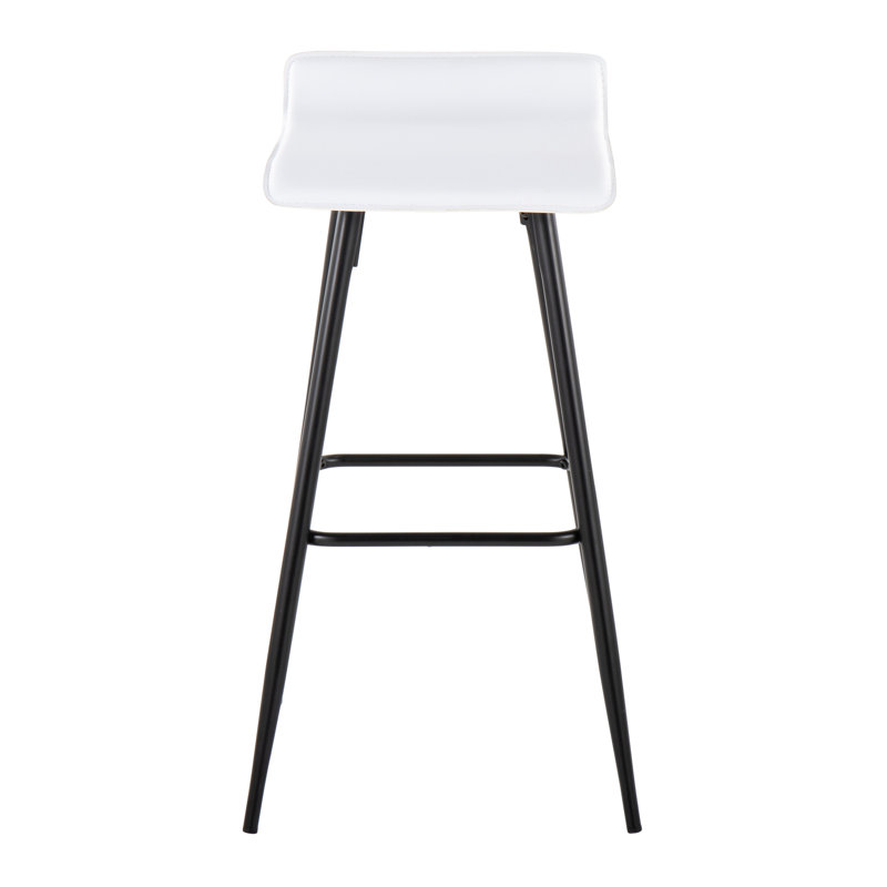 Kalsum Swivel Upholstered Counter Stool with Metal Frame, White