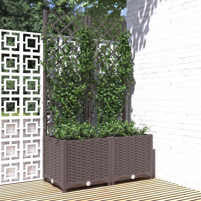 Latitude Run® Garden Planter With Trellis PP, Brown, 53.5" H x 31.5" W x 15.7" D, Without Wheels
