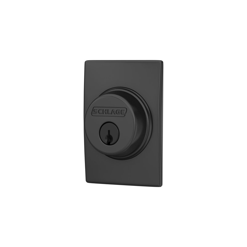 Single Cylinder Deadbolt with Century Trim, Matte Black