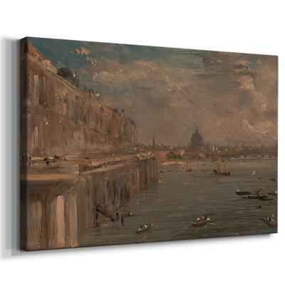 Waterloo Bridge, from Whitehall Stairs (Oil Sketch)-John Constable-Gallery Wrapped Canvas-c. 1819