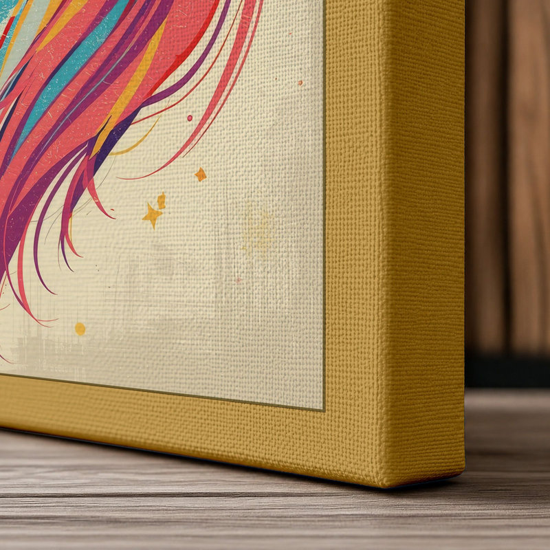 Whimsical Unicorn Maximalist - Wrapped Canvas, 36x24 - 91.4 x 61.0 cm, Ochre Border