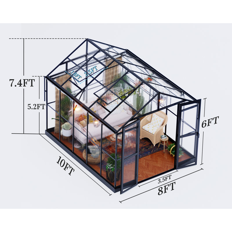 Grower’s Haven 12 x 13.5 x 9 ft. Hybrid Polycarbonate Greenhouse- Hobby Greenhouse with Quick Connect Fittings