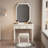 Pereda 35.43 Inch Wide Makeup Vanity With Mirror And Stool, 1 Drawer, Padded Stool, Beige