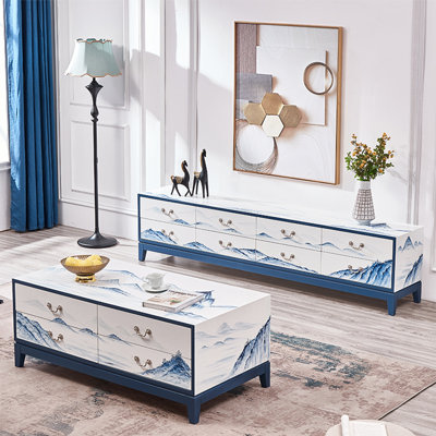 Classic solid wood TV stand coffee table