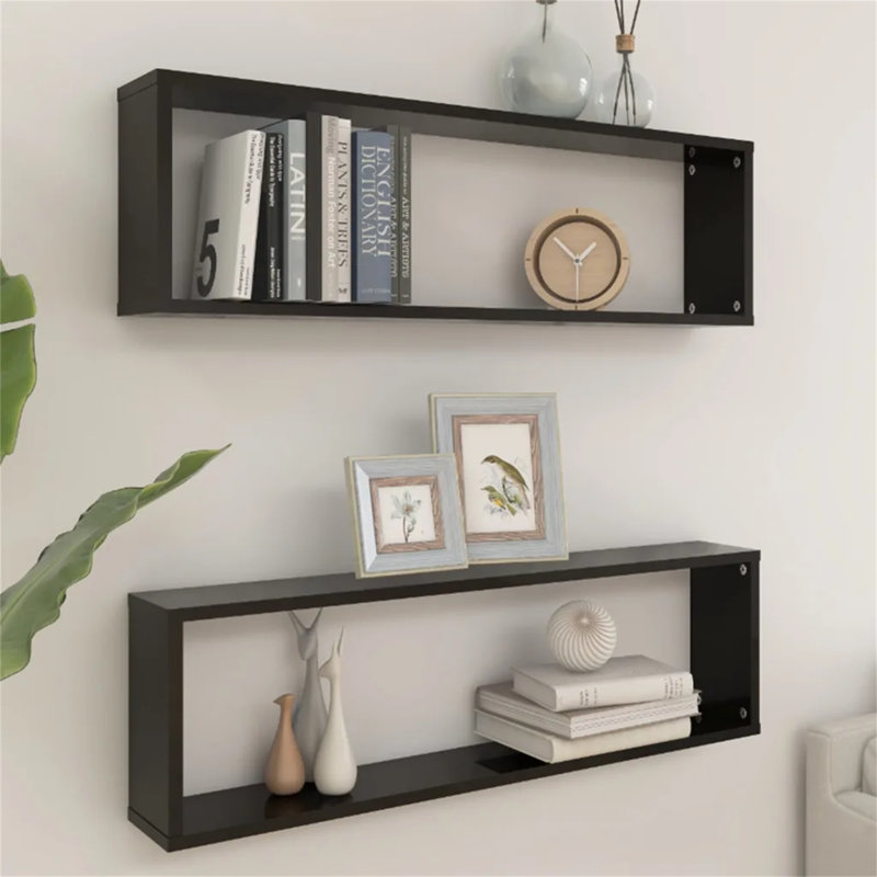 Glennora 2 Piece Cube Shelf, Grey, 26.5cm H x 80cm W x 15cm D