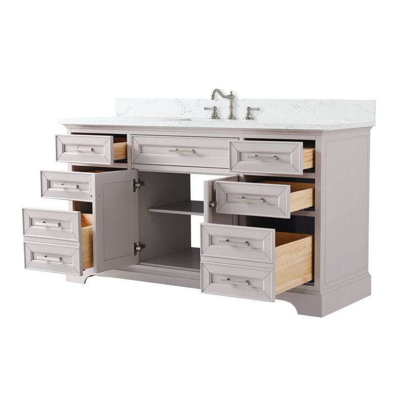 Thompson 60" W Single Bathroom Vanity, Taupe/Brushed Nickel