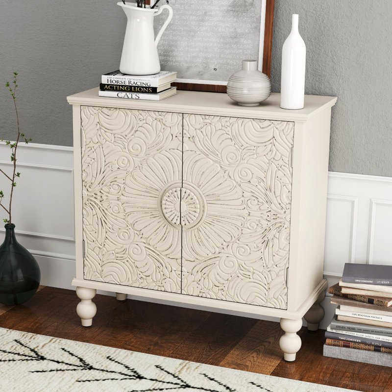 31.5" Sideboard with Solid Wood Legs, Beige