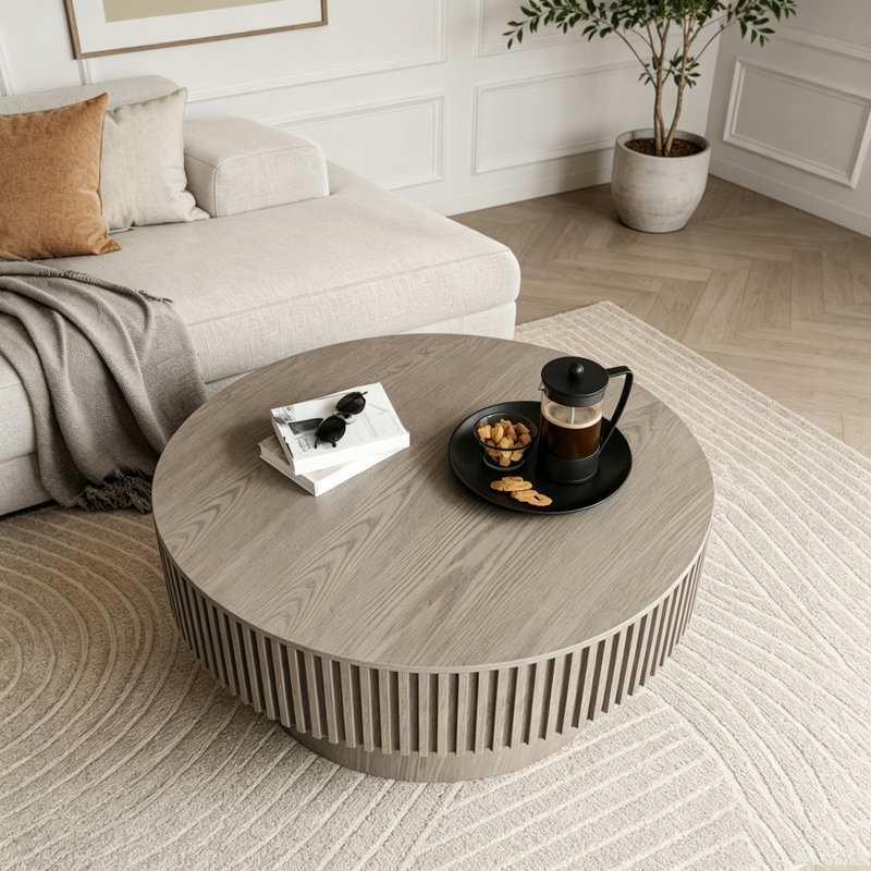 Table basse ronde avec rangement caché, 32 lbs, Grey