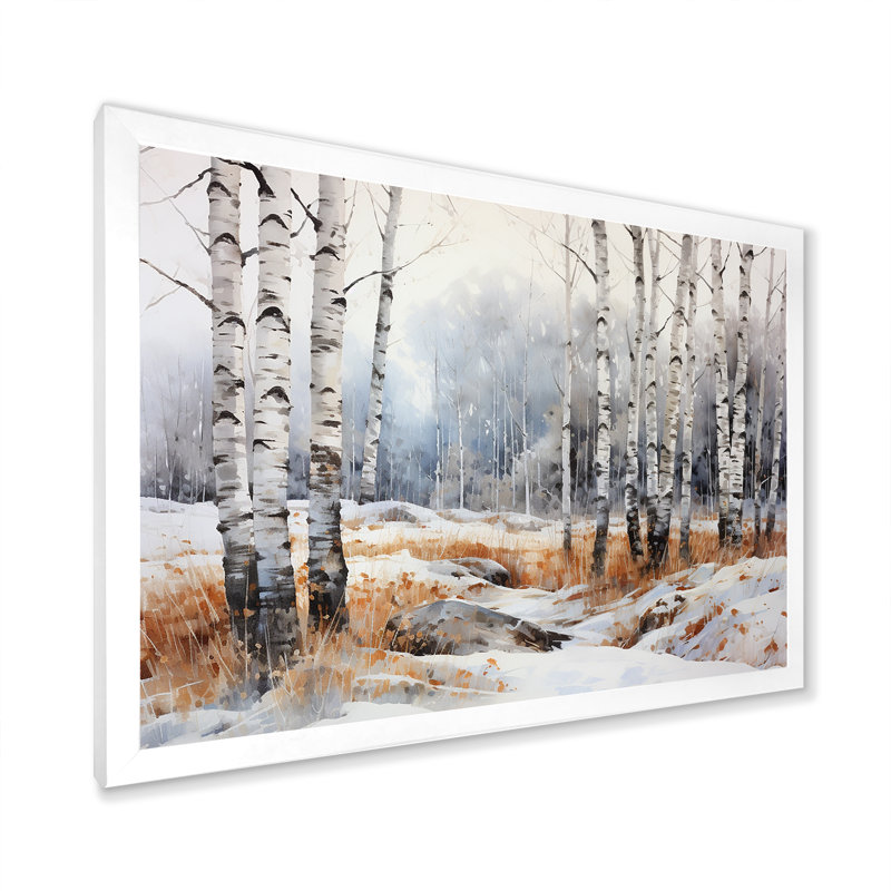 «Silver Minimalisme Tree Birchs Breath I» sur toile, Cadre photo blanc, H 12 po x l 20 po x P 1 po