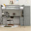 Twin Size Loft Bed With Desk, Shelves And Wardrobe-1817821224