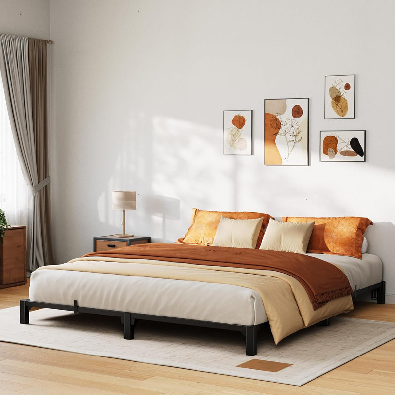 Twin Size/Full Size/Queen/King Size Bed Frame, 6"/8"/14 " High Platform Bed Frame, w/Storage Space, Heavy Duty Steel Slat Support