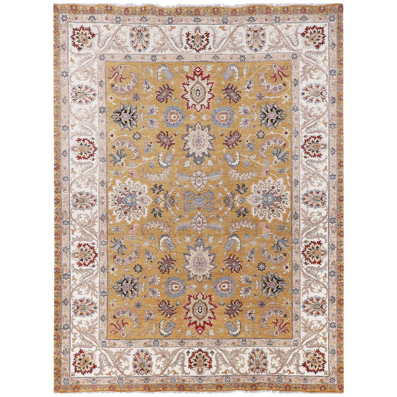 Hand Knotted Wool Oriental Area Rug, Rectangle 9' x 12'