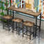 Ensemble de table de salle à manger long avec 3 tabourets, facile à assembler, naturel