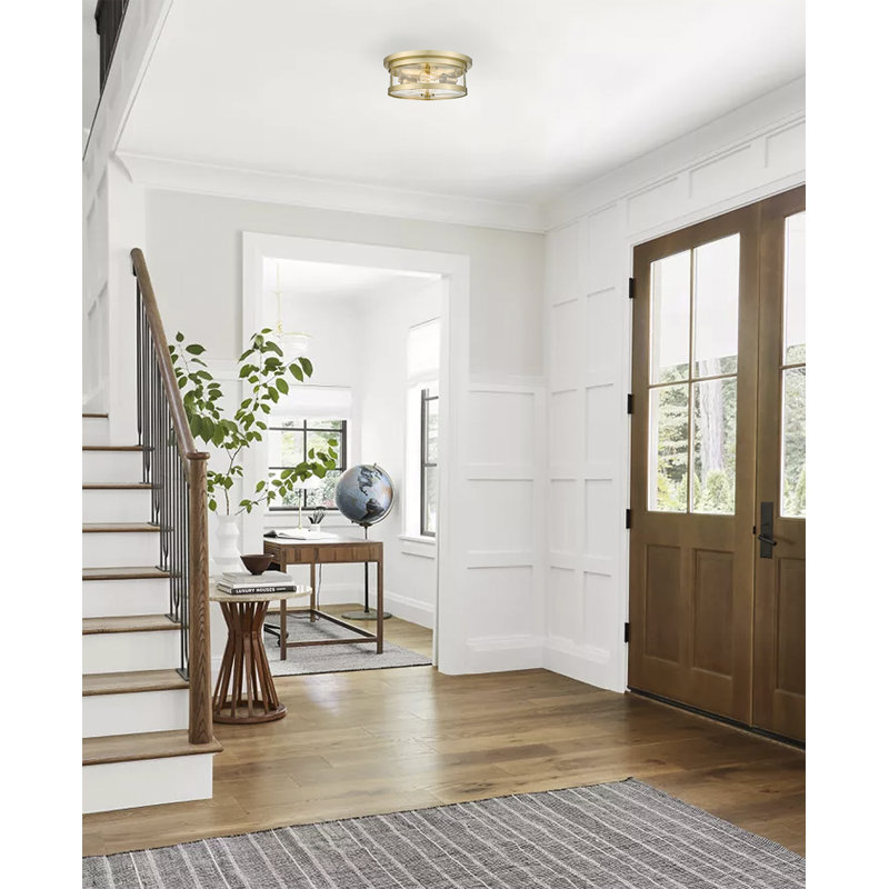 Transitional 2 Light Round Flush Mount, Gold