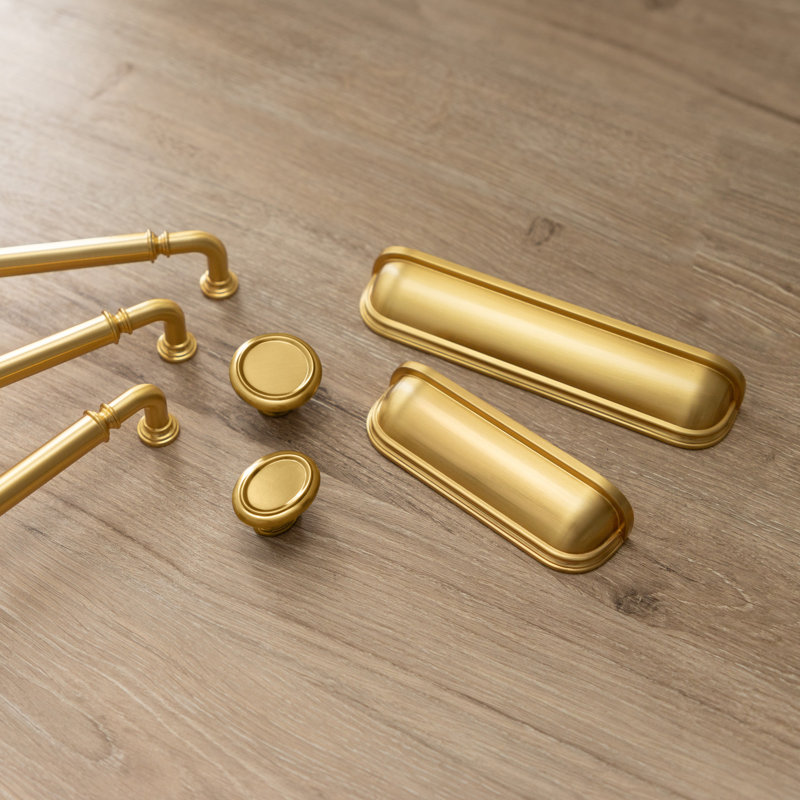 Berkshire Collection Cup Pull - Cabinet Pull - Farmhouse Hardware for Drawers & Cabinets, Brushed Golden Brass, 5-1/16"