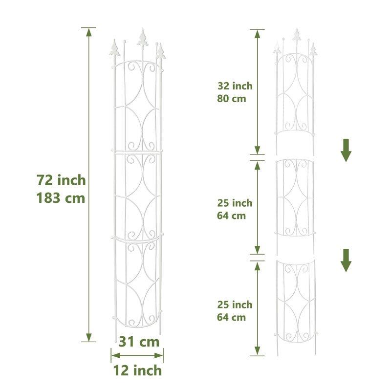 183cm H x 31cm W Metal Gothic