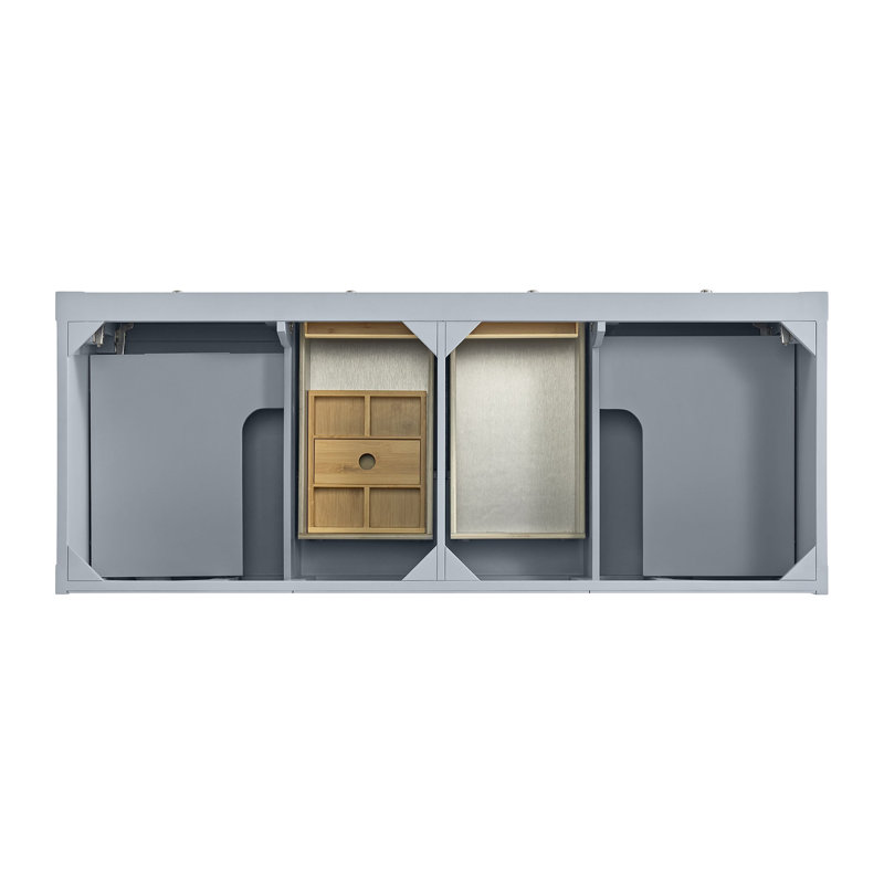 Breckenridge 60'' W Double Vanity, Serenity Blue, Victorian Silver Silestone, Widespread