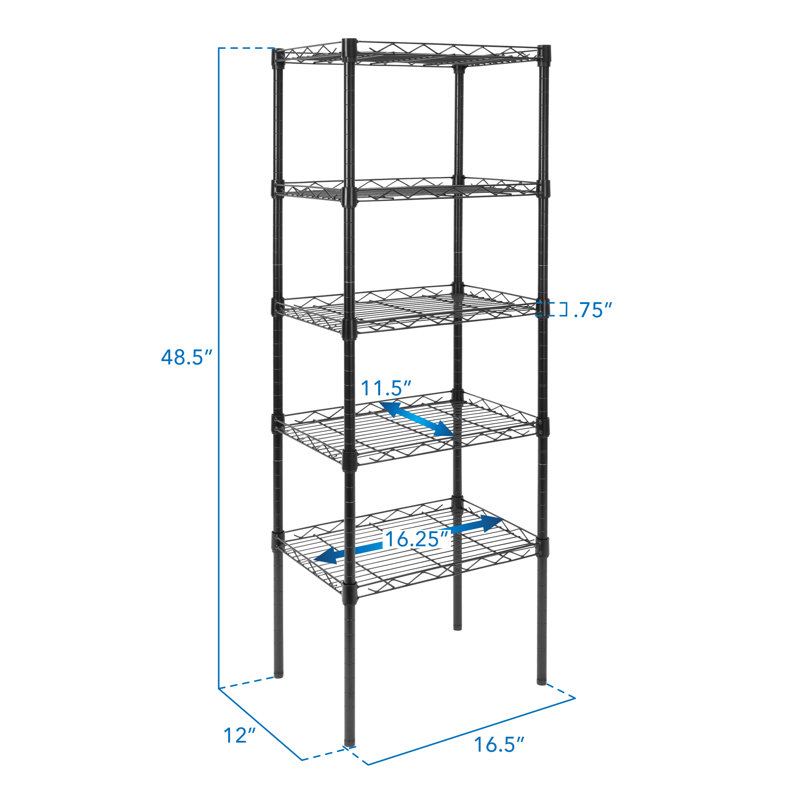 Montez-le! Étagère à 5 niveaux en métal, utilisable comme tablettes de garde-manger, supports de garde-robe, étagères ou tablettes utilitaires