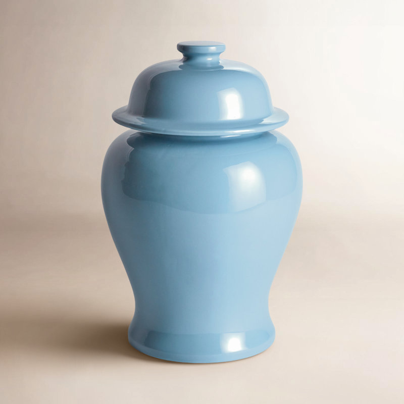 Ricki Ceramic Ginger Jar, Light Blue, 16.5"