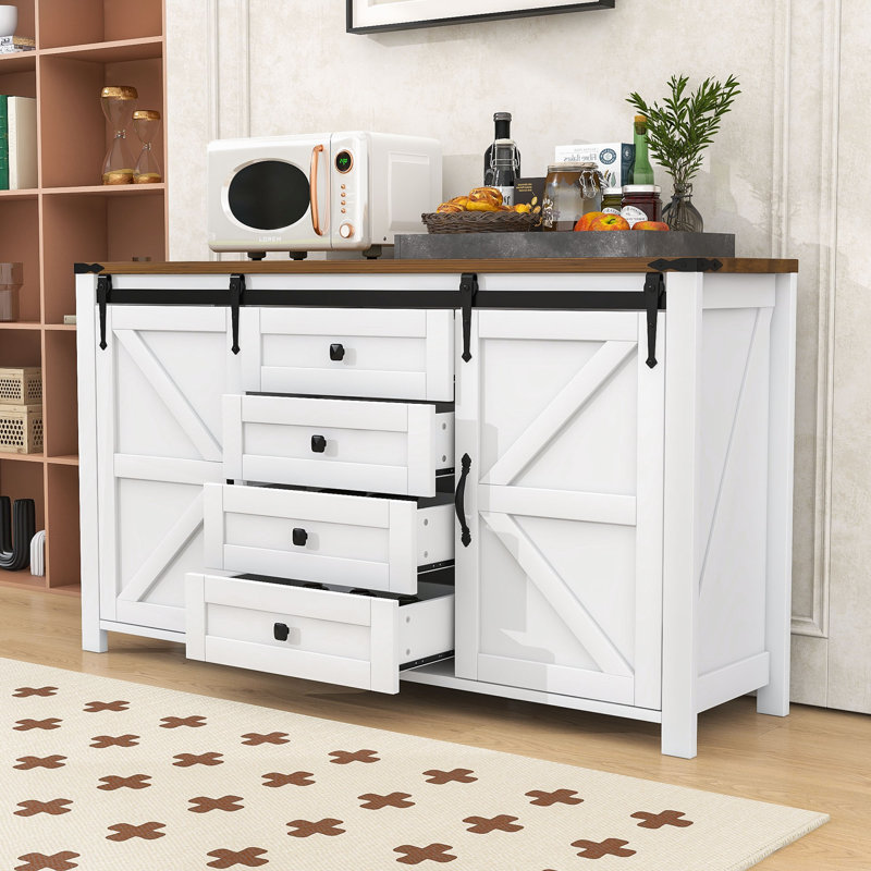 Durable Sideboard Cabinet with Scratch-Resistant Finish, Versatile Storage Solutions, White