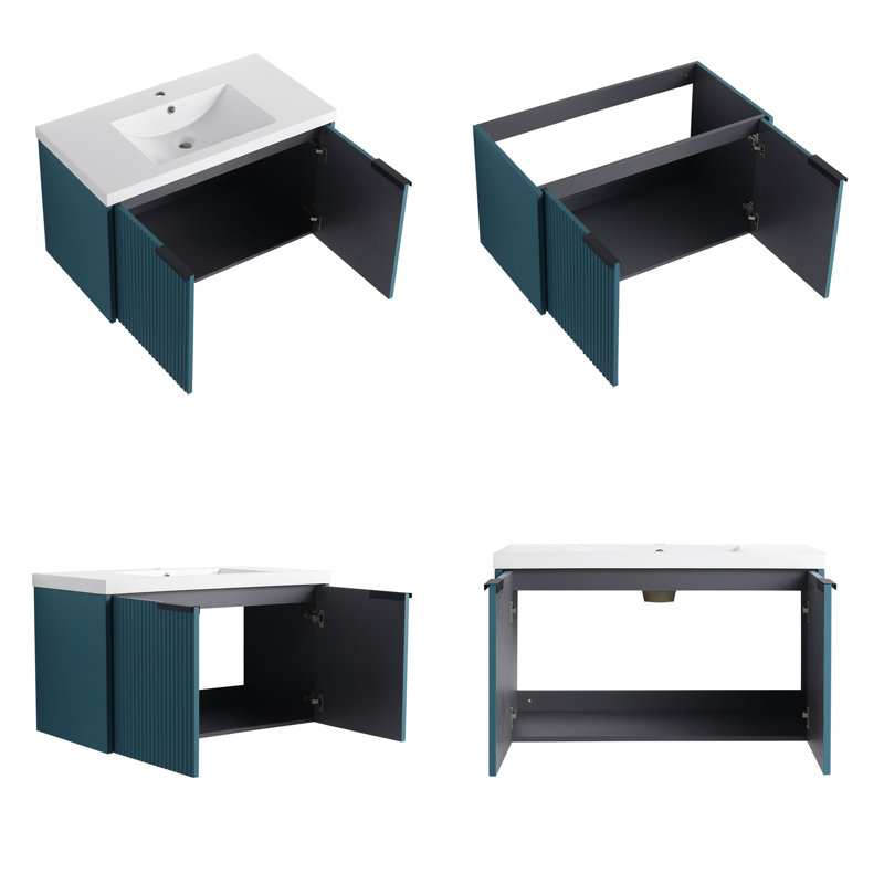 Wall Mounted Bathroom Vanity, Lake Blue
