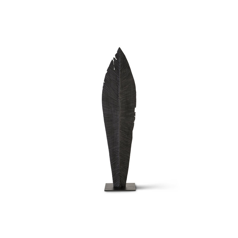 Feuille de sculpture sculptée sur pied, Roussi, H 74 po x l 14 po x P 16 po
