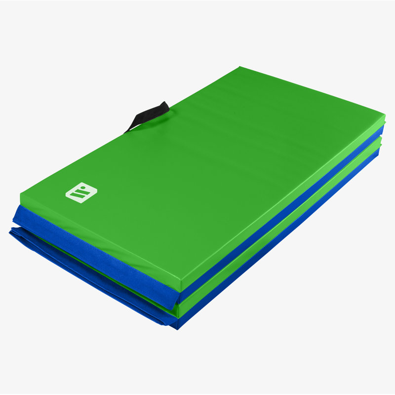 Tapis d'exercice en vinyle ECO, H 96 po x l 48 po x P 2 po, Vert lime / bleu