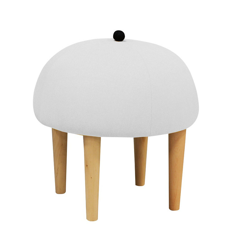 Moher Solid Wood Accent Stool, Cream