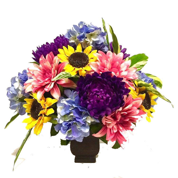 Arrangement floral mélangé dans un vase