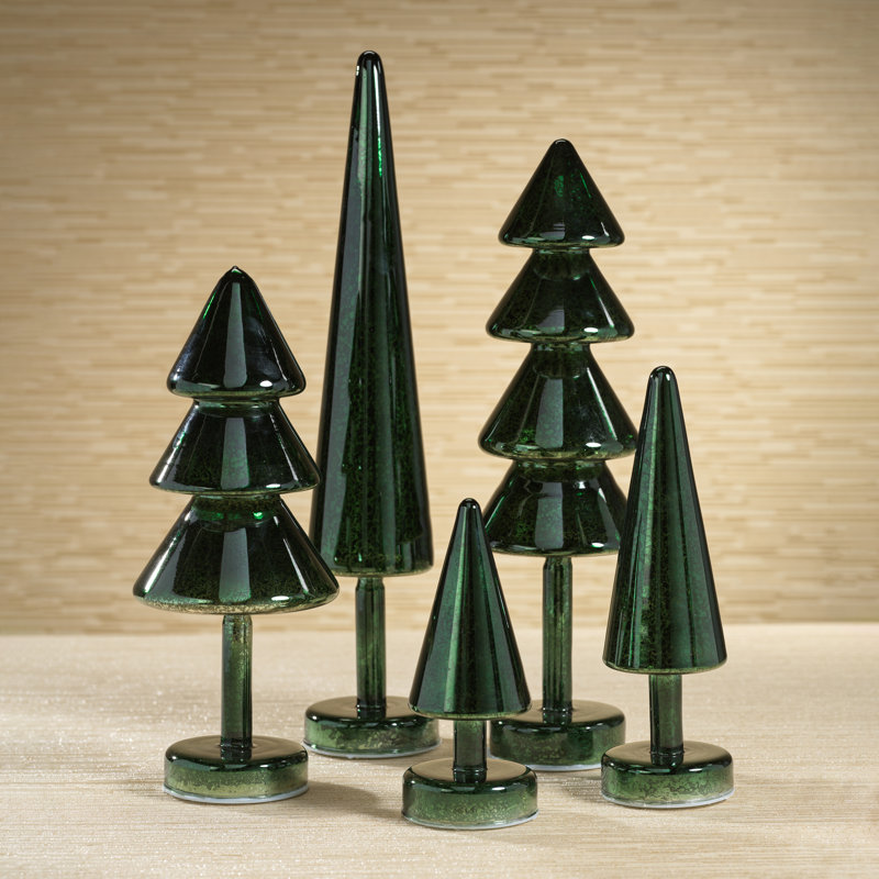 Sparkle Cone LED Trees, Set of 2, Green, 7" H x 3.25" W x 3.25" D