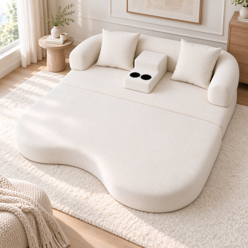 Upholstered 70.07 " Chenille Sofa, White