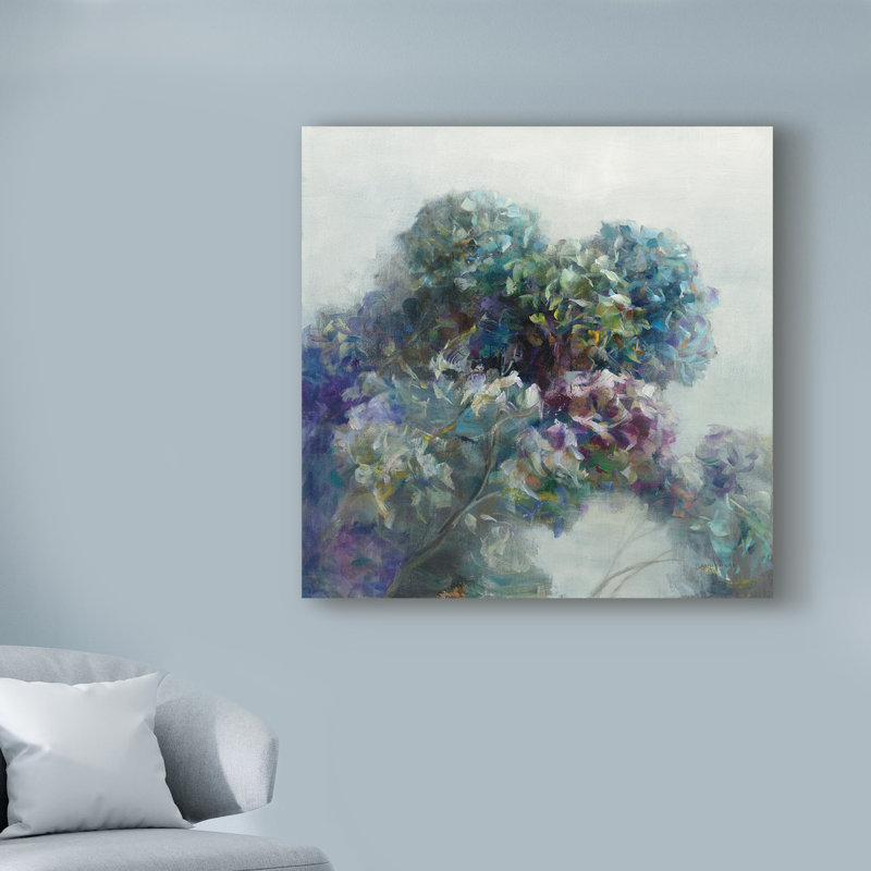 « abstract hortensia », reproduction de peinture à l’acrylique sur toile tendue, H 35 po x l 35 po x P 2 po