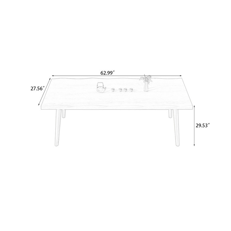 Brown Rectangular Solid Wood Dining Table, 29.53"H x 62.99"L x 27.56"W