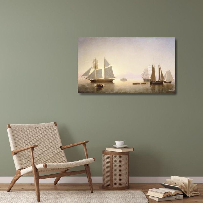 "Becalmed off Halfway Rock" par Fitz Henry Lane - Art mural sur toile tendue avec châssis, H 40 po x l 28 po